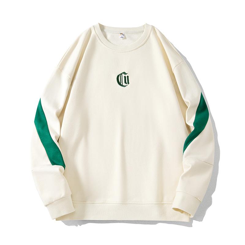 Men's Spring and Autumn Long Sleeve Round Neck Pullover Letter Printed Long Sleeve Breathable Standing Collar Long Sleeve