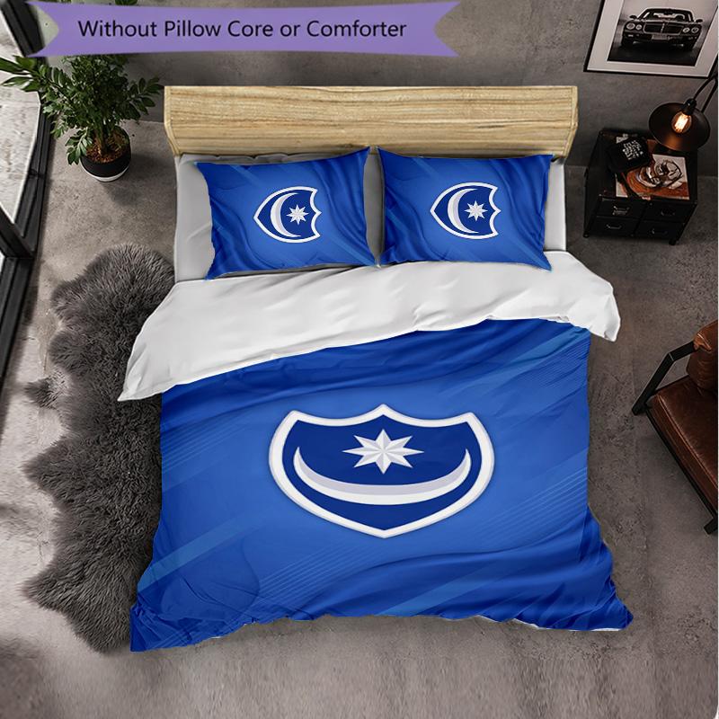 Portsmouth FC Themed Bedding 3Pcs Duvet Cover Set Decorative Bed Linen For Teen Room Home Decoration