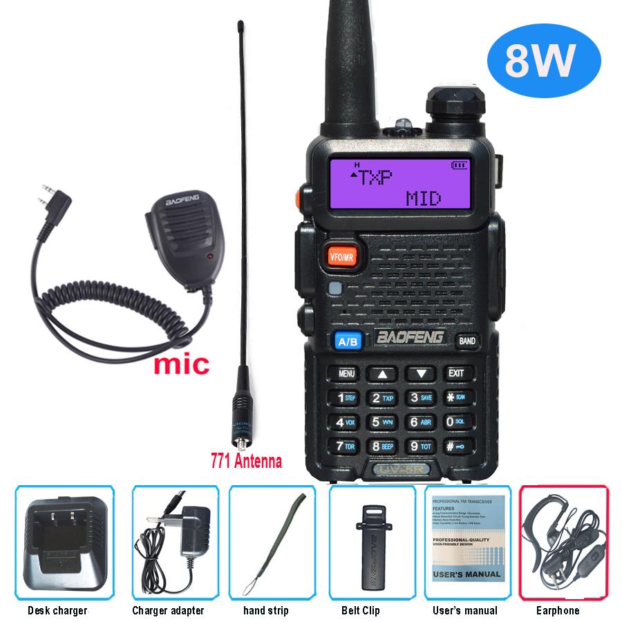 Baofeng UV 5R Walkie Talkie 5W 8W Portable Ham CB Radio Dual Band VHF UHF FM Transceiver Two Way Hunting UV-5R 2-Way Radios