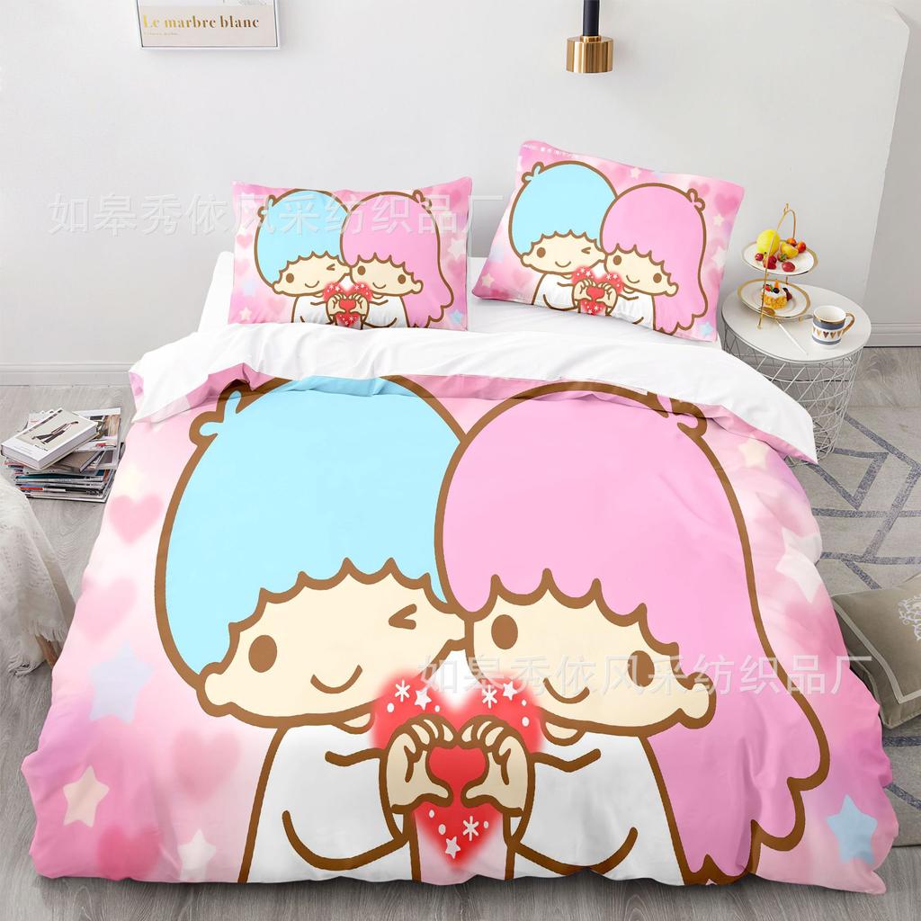 Комплект постельного белья Sanrio Little Twin Stars: одеяло, пододеяльник, наволочка, 2-3 предмета, детский и взрослый размер.