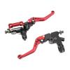 1 Pair 7 8in Brake Master Cylinder Lever Universal Motorcycle Handlebar Kit with Reservoir Carbon Fiber Hand Guard Red