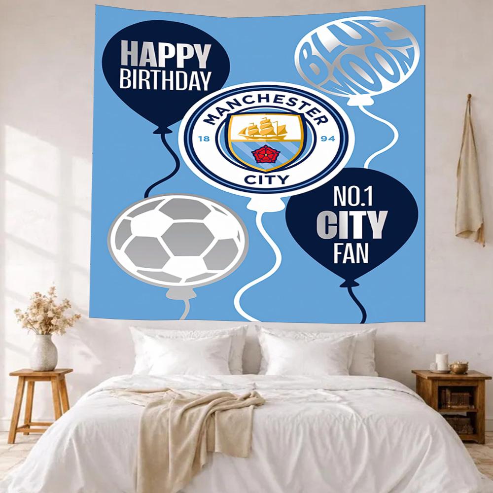 First Place Manchester City Fc Logo Wall Decor Tapestry Art For Pet Memorial Birthdaywedding Party Backdrop Family Gift