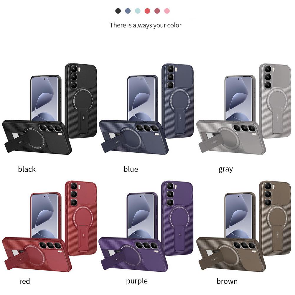 Чехол-подставка из углеродного волокна со встроенным магнитным кольцом для Infinix Hot60 Pro + Hot 60 60i 40i 40 Pro