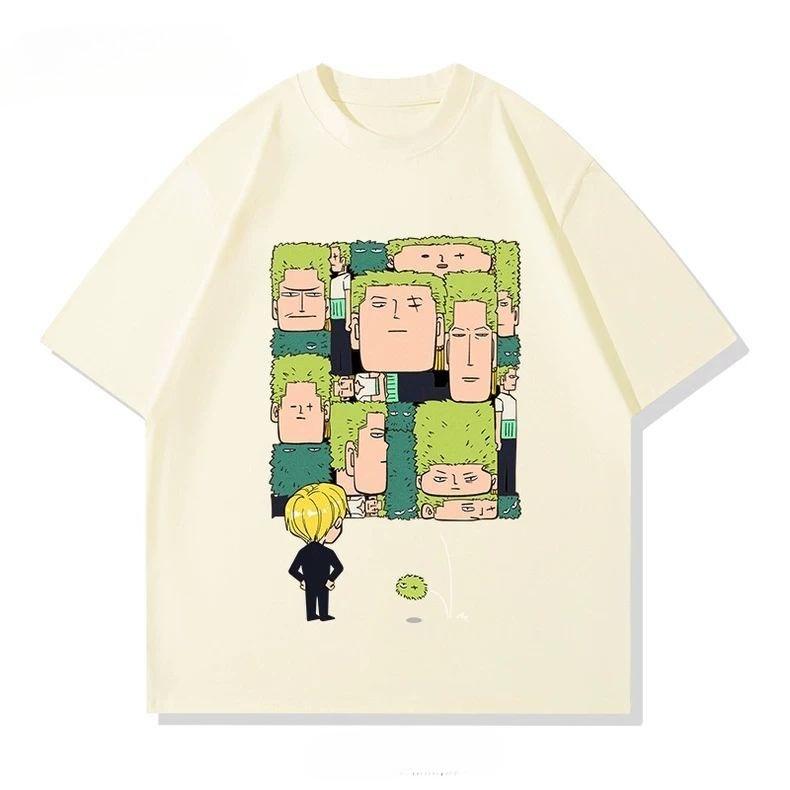 One Piece Zoro Loose Cotton Tshirt for Unisex Women Fashion Brand Print Short Sleeve