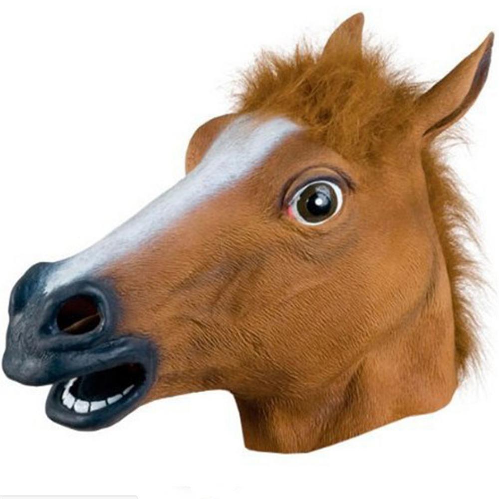 Adult Brown Horse Head Mask Halloween Party Animal Costume Novelty Fancy Prop