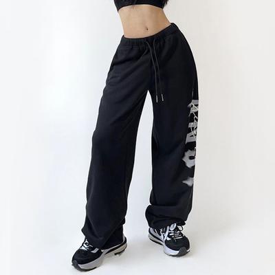 Спортивные брюки Hipster женские повседневные брюки с принтом с высокой талией прямые узкие широкие брюки Drag