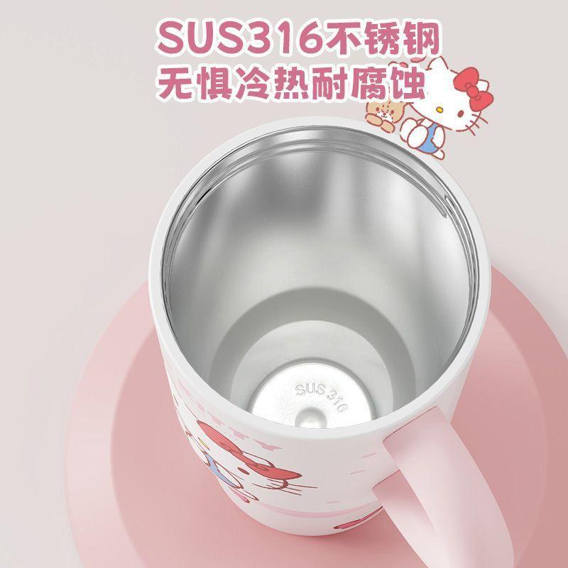 Термокружка Hello Kitty из нержавеющей стали с ручкой и трубочкой, 580 мл. Для женщин, мужчин, детей. Для офиса, автомобиля.