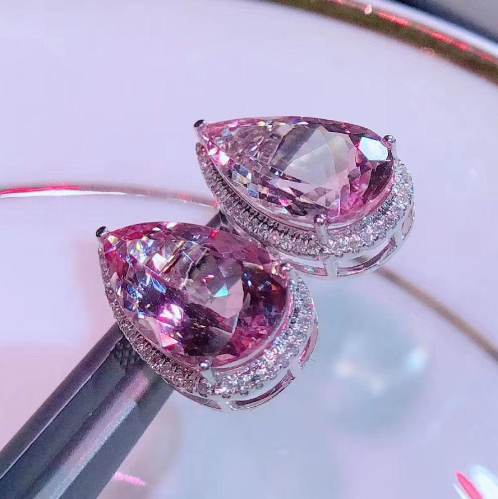 BELLA BOX Новое роскошное темпераментное высококачественное имитация капли воды розовое турмалиновое кольцо Caibao женские серьги