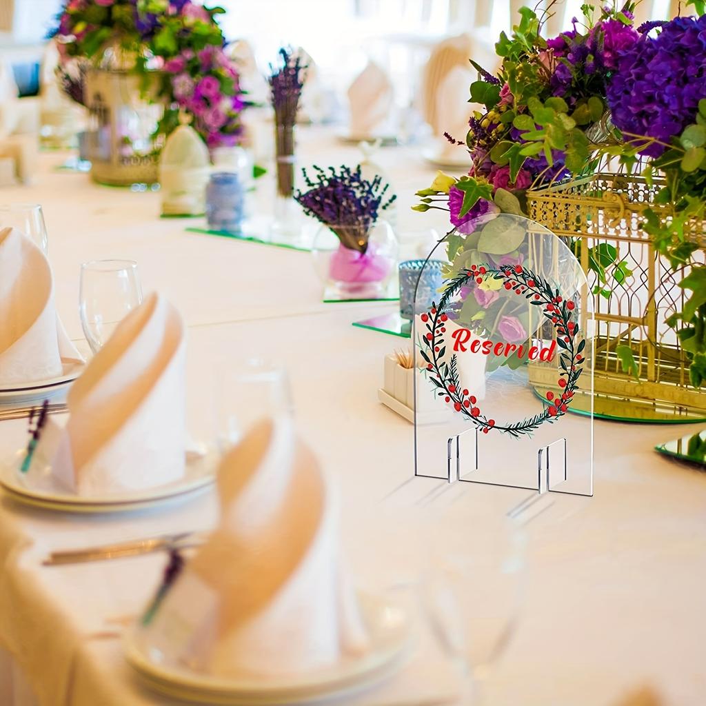 5pcs Clear Acrylic Wedding Table Number Sign with Square Bracket Arched Design for Banquet Reception Party Restaurant Events