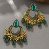 Ethnic style tassel oil-drip colorful vintage earrings for women, Bohemian water drop imitation agate Indian earrings