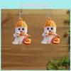 Halloween Themed Cartoon Ghost Milk Tea Pumpkin Pattern Women Acrylic Earrings For Teens And Adults