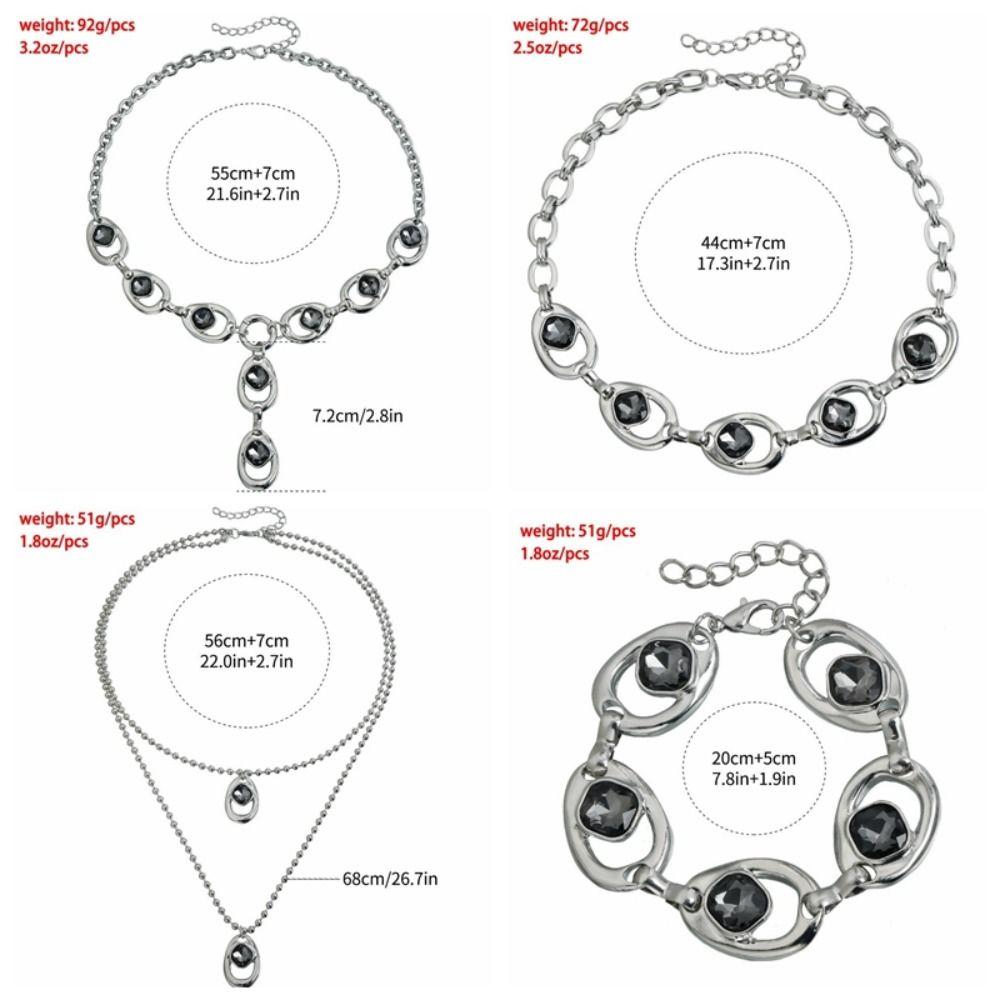 Exaggerated Rhinestone Necklace Irregular Women's Fashion Jewelry Luxury Necklace Bracelet Gift