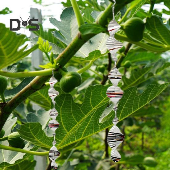 Metal Bird Reflector Wind Spinner Double-Sided Highly Reflective Indoor Outdoor Garden Yard Farm Hanging Love Heart Spiral Bird Deterrent Ornament