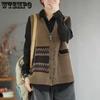 Loose Retro V-neck Sleeveless Knitted Pullover Vest Sweater Sweater Pullover Vest Female Winter Korean Top