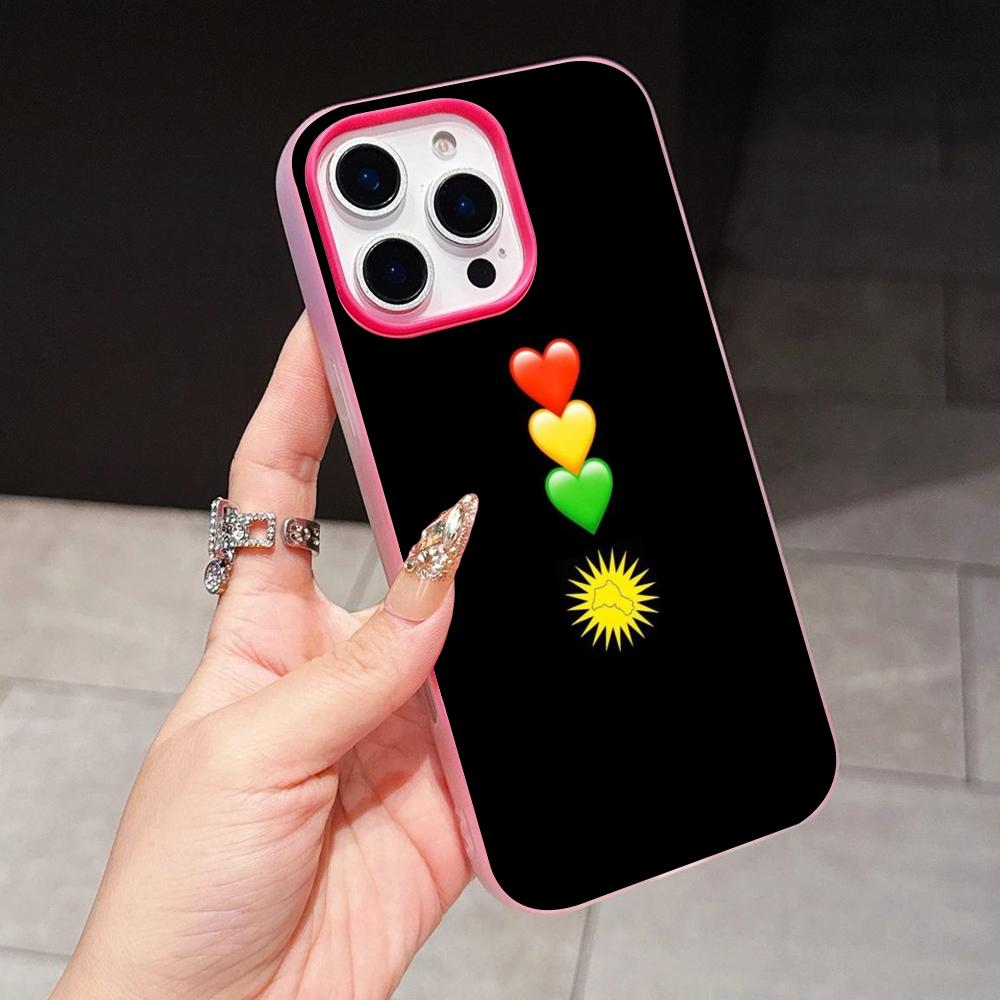 Kurdistan Flag Jelly Double layer Rose Red Mobile Phone Case for iPhone 17 16 15 14 13 12 11 Air Pro Max Plus Protective