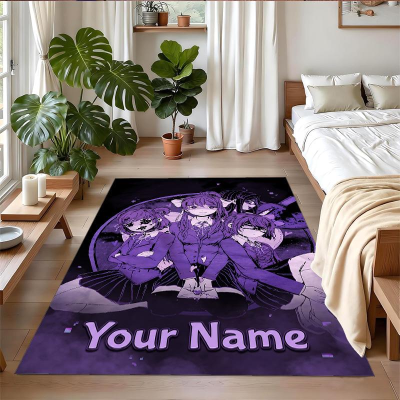 Crystal Velvet Rug Custom Name Text, Soft Non Slip Floor Mat Home DecorDoki Doki Literature Club