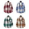 Men Autumn Winter Plaid Shirt Coat Turndown Collar Long Sleeve Loose Fit Cozy Fashionable Shirt Streetwear