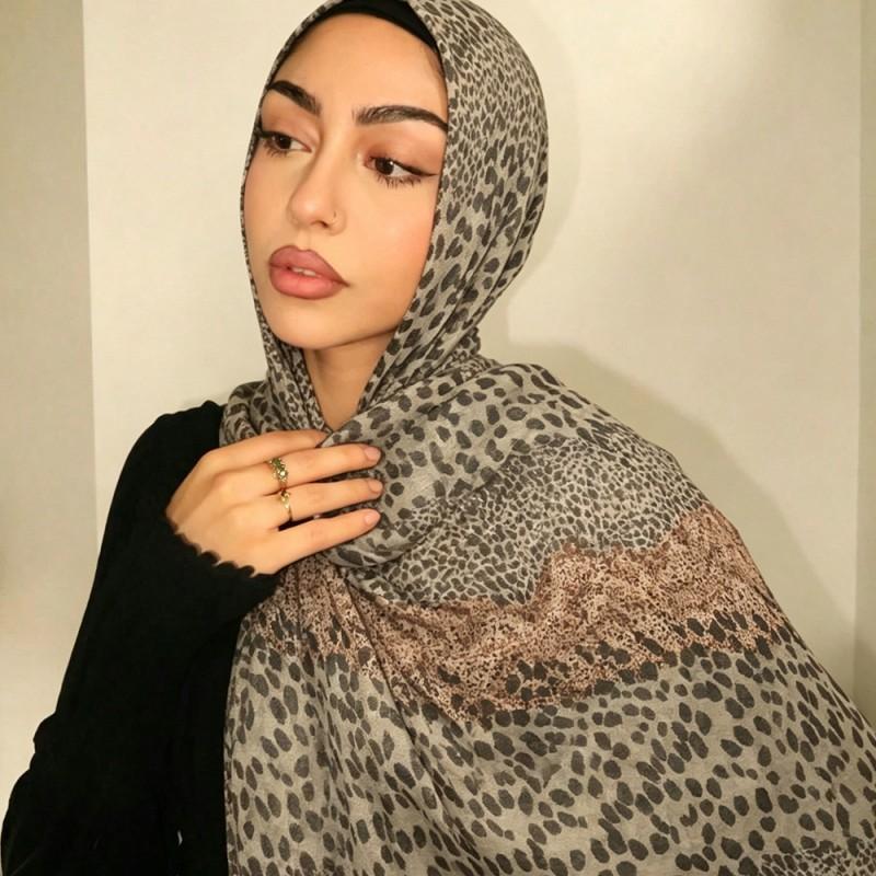 Women's Polka Dot Scarf Balinese Yarn Print Classic Leopard Cotton Outer Cape Head Long Towel