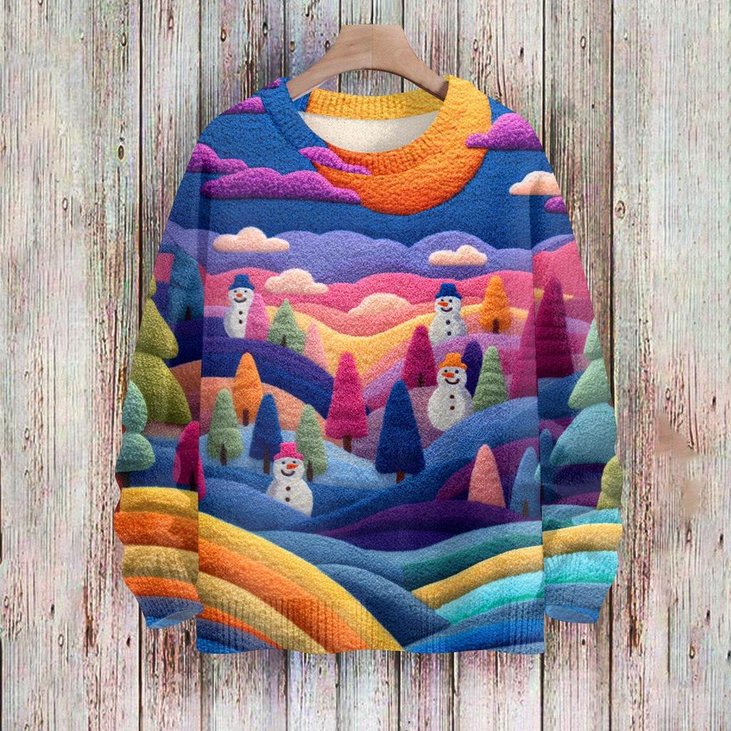 Рождественские толстовки для женщин Вязаный свитер Милая рубашка Осенний свитер с круглым вырезом Топы