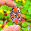 Orange Carnelian Gemstone 925 Sterling Silver Gift Jewelry Ring Size 9