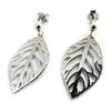 [N3015] - Silver 'Gold Leaf' Earrings, Silver-white