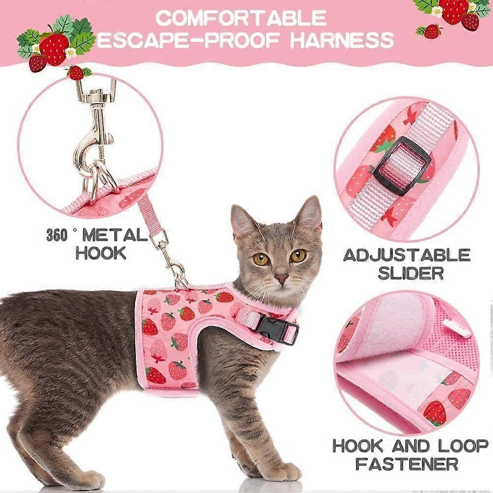 Cat Harness with Leash Escape Proof - Fashionable Mesh Cat Dog Walking Harness