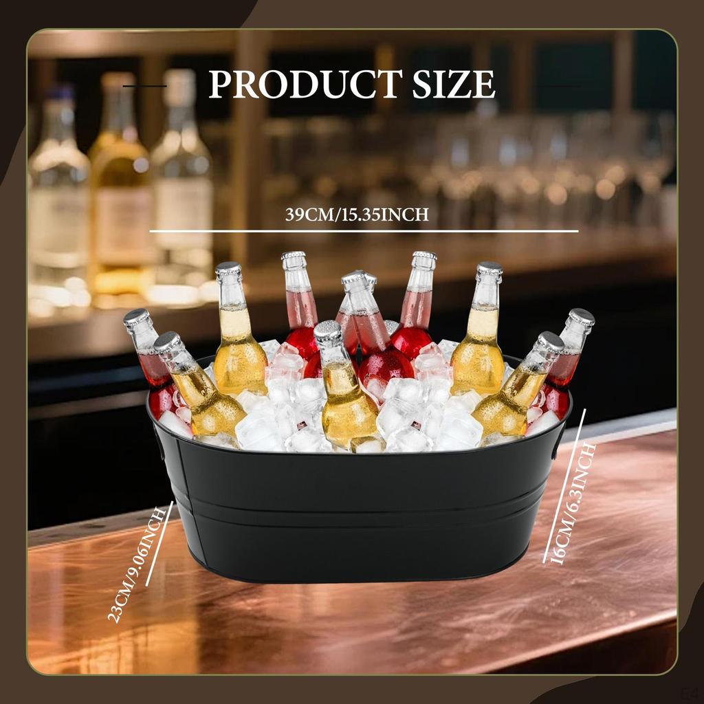 Galvanized Oval Ice Bucket for Drinks, Champagne Bucket, Bar, Restaurant, Parties, Family