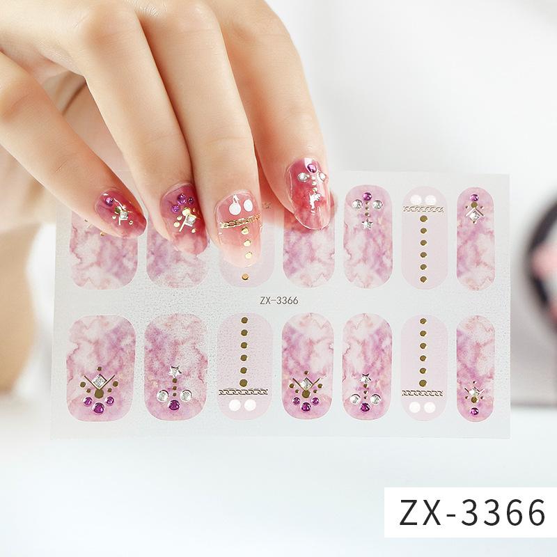 ZX 3D Waterproof No-Cure Gel Nail Wraps, Full Cover Japanese & Korean Style Spring & Summer Nail Stickers, Nail Patch Films