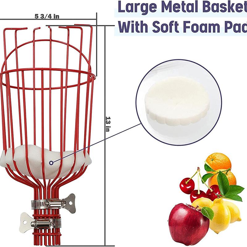 Сборщик фруктов Портативный антирастягивающийся металлический материал с корзиной и шестом Высотный сборщик фруктов Сбор товаров для дома и сада