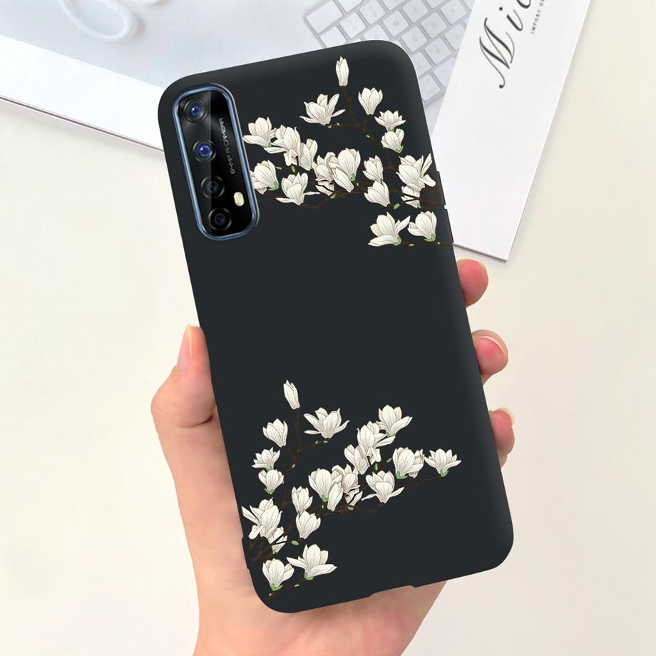 For Realme 7 4G Global Version Case Matte Liquid Silicone Bumper Shell For Realme7 RMX2155 Back Cover Lovely Cat Design Fundas