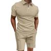 IHUASU Men's Fashion Casual Summer Spring Short Sleeve POLO Neck Shorts Set Elegant