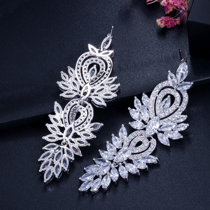 Длинные свадебные серьги с блестящим цирконием AAA CMM, ювелирные аксессуары