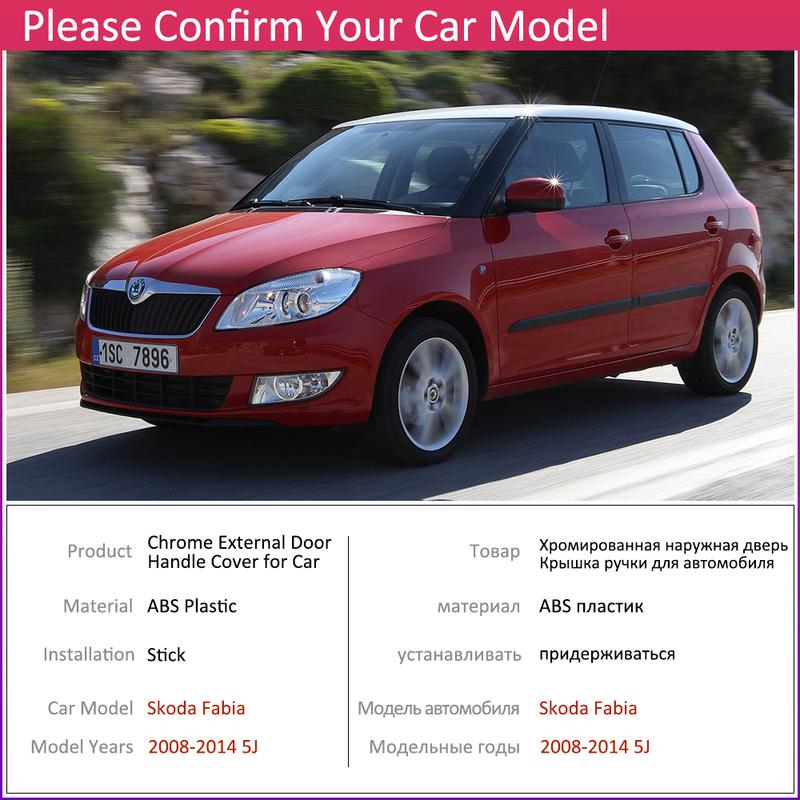 for Skoda Fabia 2 MK2 5J Hatch Wagon Comib 2008~2014 Chrome Door Handle Cover Car Accessories Stickers Trim Set 2010 2011 2013