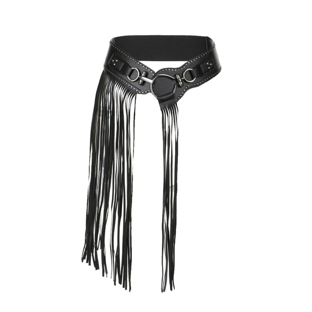 Jeans Decor Rivets Belt Zinc Zinc Alloy Punk Belt Exaggerated Tassels Waistband  Jazz Dance Accessory