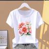 (Asian Size) Graphic Tee T Clothing Flower Floral Cute 90s Lovely Casual Fashion Print Female Casual Women's Top Short Sleeve T-shirt