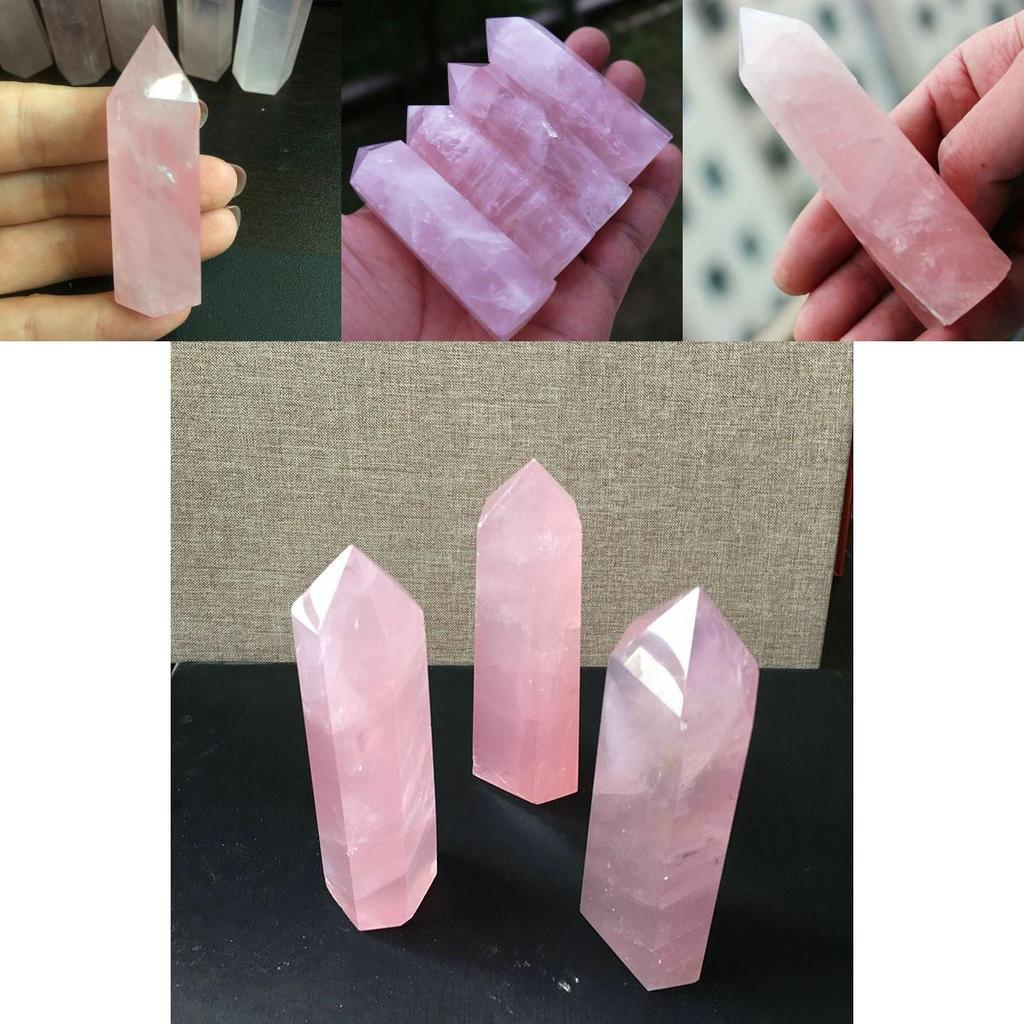 Exquisite Natural Rock Rose Quartz Crystal Point Healing Stone Obelisk Wand For Spiritual Growth