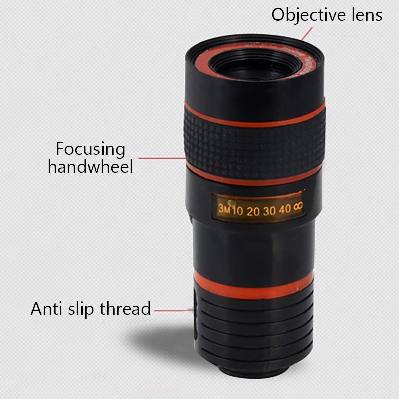 8-кратный длиннофокусный объектив для мобильного телефона 8-кратный HD-зум монокулярный объектив для камеры телефона внешний зажим для телефона телескоп