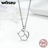 WOSTU Hot Fashion 100% 925 Sterling Silver Lovely Cat Exquisite Women Pendant Necklace