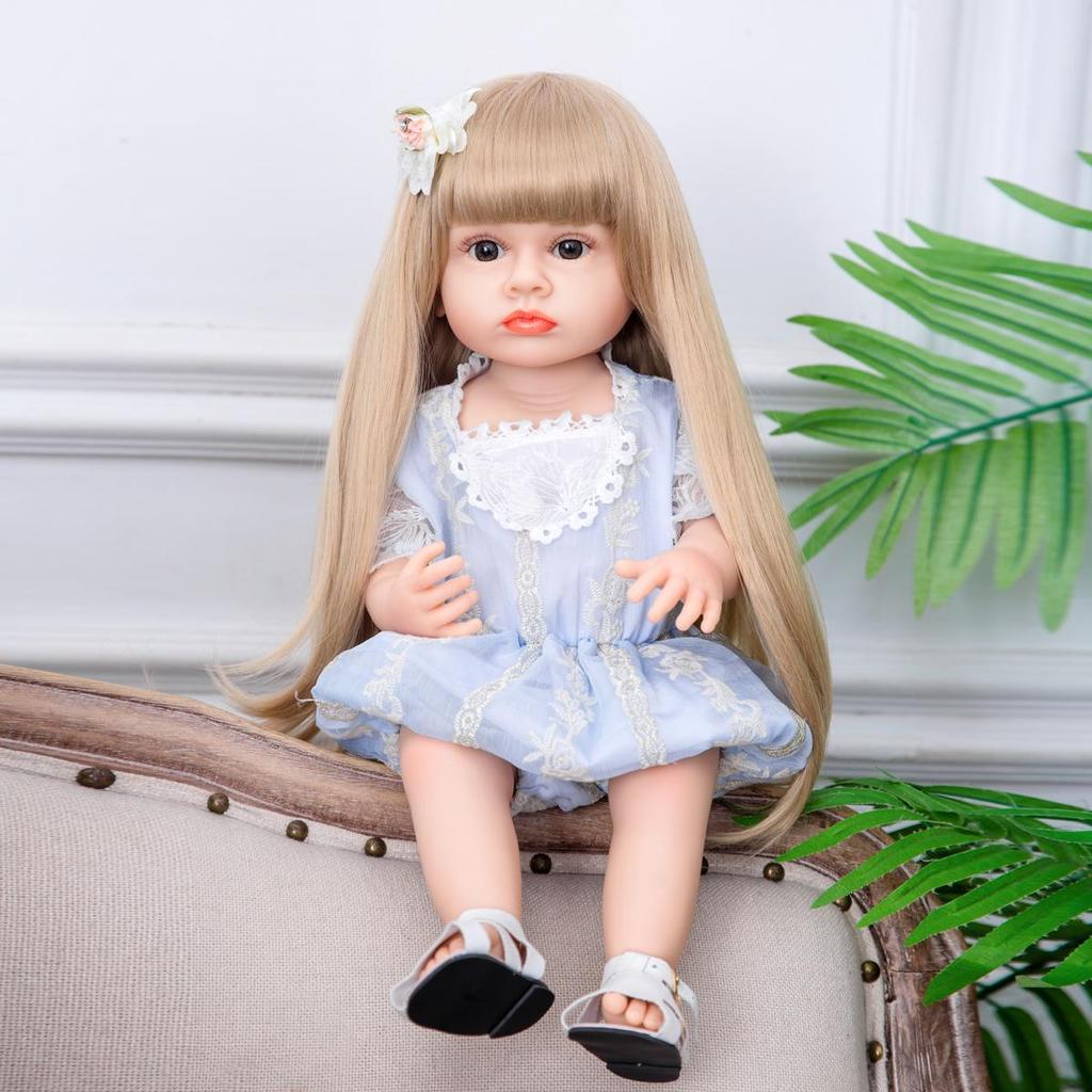 KEIUMI Кукла-реборн, игрушка 55 см, изготовлена из полностью силиконового винила KEIUMI, водонепроницаемая кукла Bebe Girl с длинными волосами, детские подружки по играм