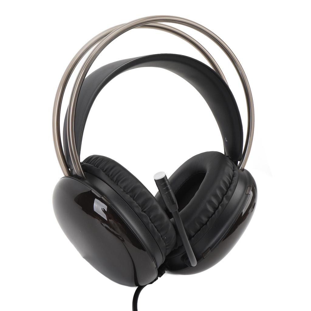 Gaming Headset RGB Rainbow Lighting Wired Adjustable Headband Over Ear Headphone with Mic for PC