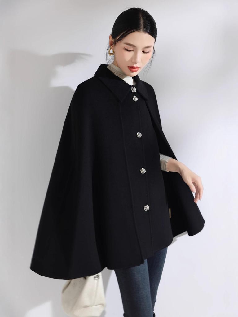 2025 Autumn/Winter Women's Petite Double-Sided Wool Cloak Vest