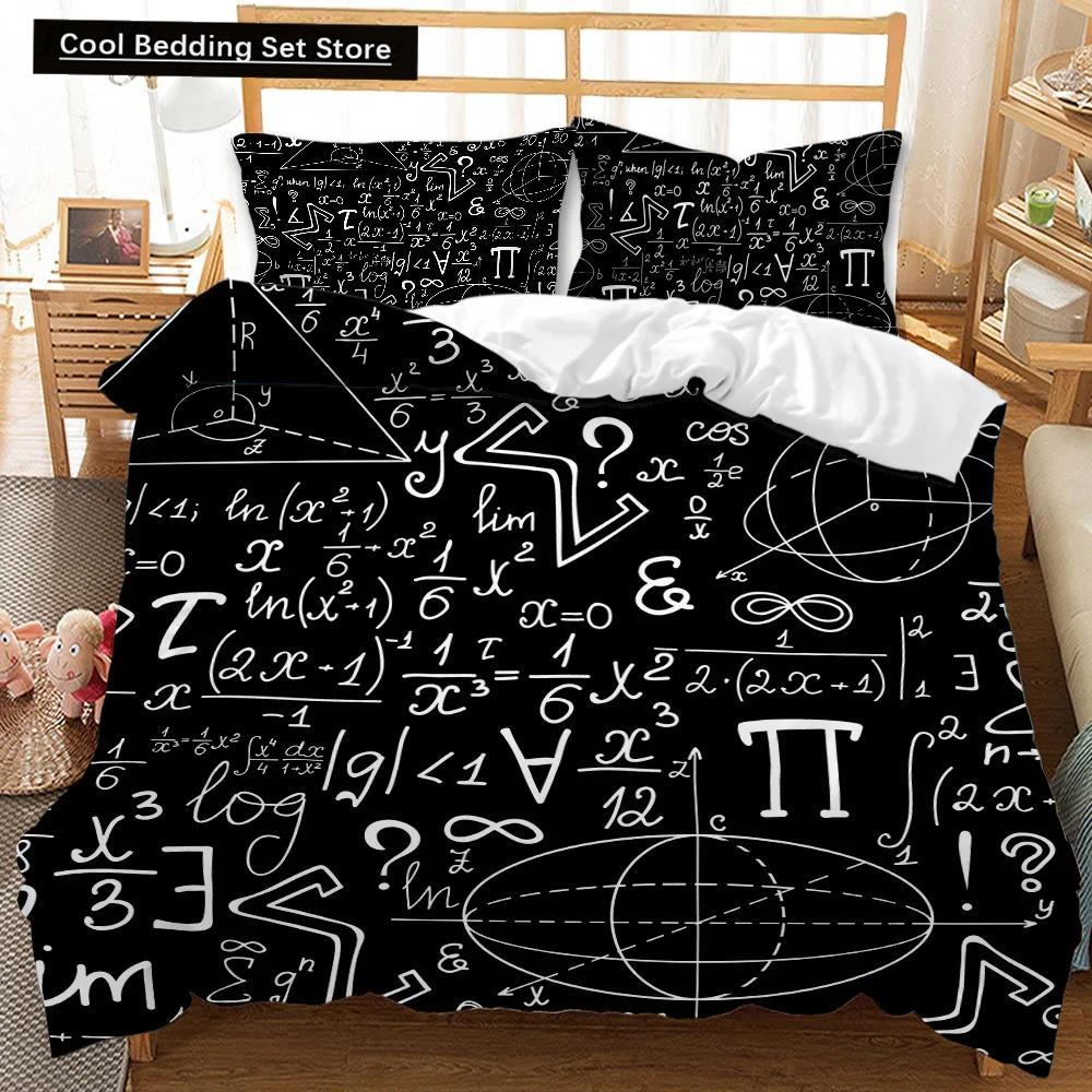 Математика Комплект пододеяльника размера Queen Математическая формула Принт Комплект постельного белья для детей Мальчиков Девочек Образовательный Полиэстеровый чехол для одеяла