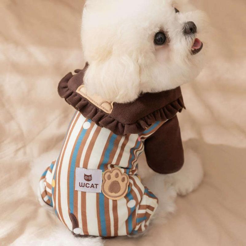 Autumn and winter pet dog cute belly four-legged coat small dog than bear teddy thickened fleece coat home to prevent cold