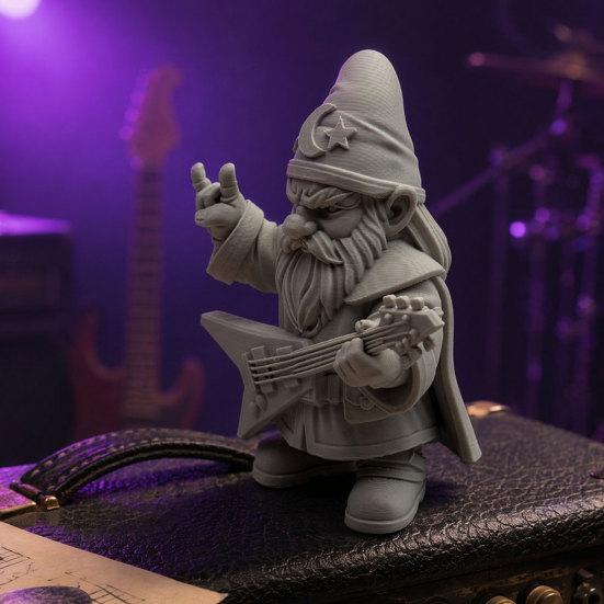 jijijing Funny Rocker Gnome Figurines, 3D Printed Musical Figurine with Guitar, Garden Decoration, Statue, Gift for Music Lovers