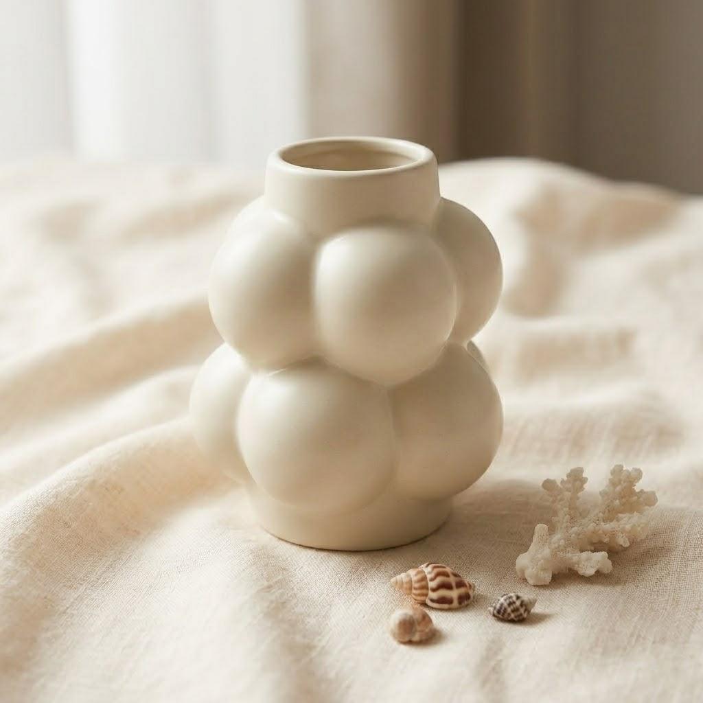Nordic Minimalist Bubble Ceramic Vase - Modern Art Table Centerpiece for Home Decor