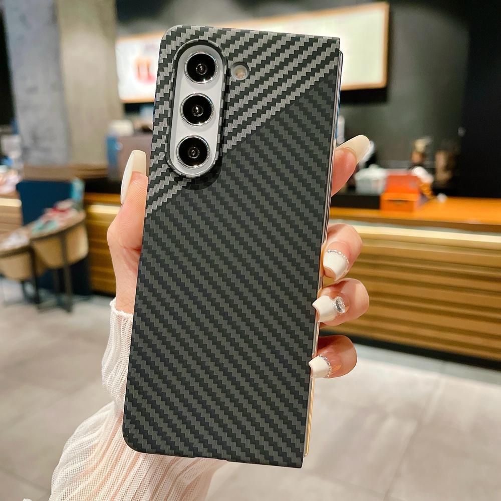 Тонкий чехол для телефона с узором из углеродного волокна для Samsung Galaxy Z Fold 7 6 5 4 3 Жесткая крышка из ПК