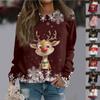 Women's Casual Fashion Print Long Sleeve O-Neck Pullover Top Blouse