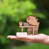Yousheng Wooden Animal Ornament Capybara Bear Desk Companion Crying Animal Motivational Sign for Office Desk Decor Stress Relief
