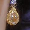 1 Pair Drop Earrings Water Drop Shape Rhinestone Hanging Earrings Electroplated Alloy Ear Jewelry for Formal Party Prom Dating