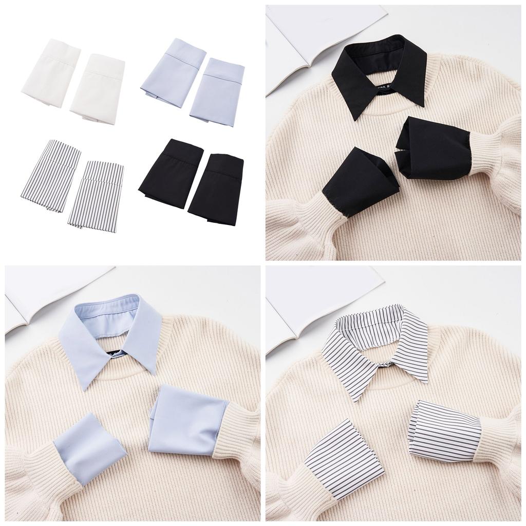 Sleeve Wrist Cuffs Polyester Detachable Striped/Solid Color Shirt Accessory for for Hoodie Sweater Dress Shirt Ornament